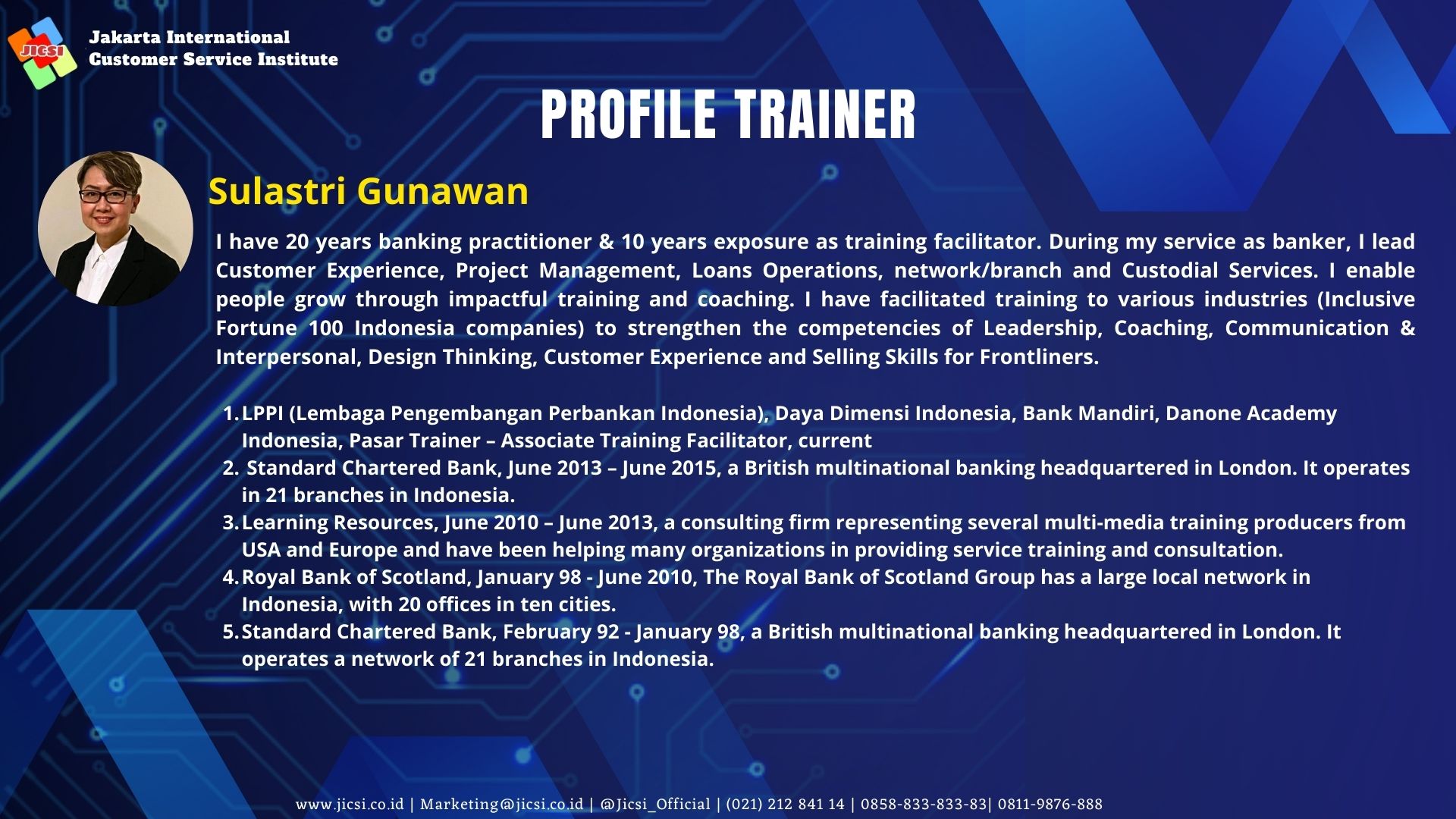 PROFILE TRAINER IBU SULASTRI GUNAWAN