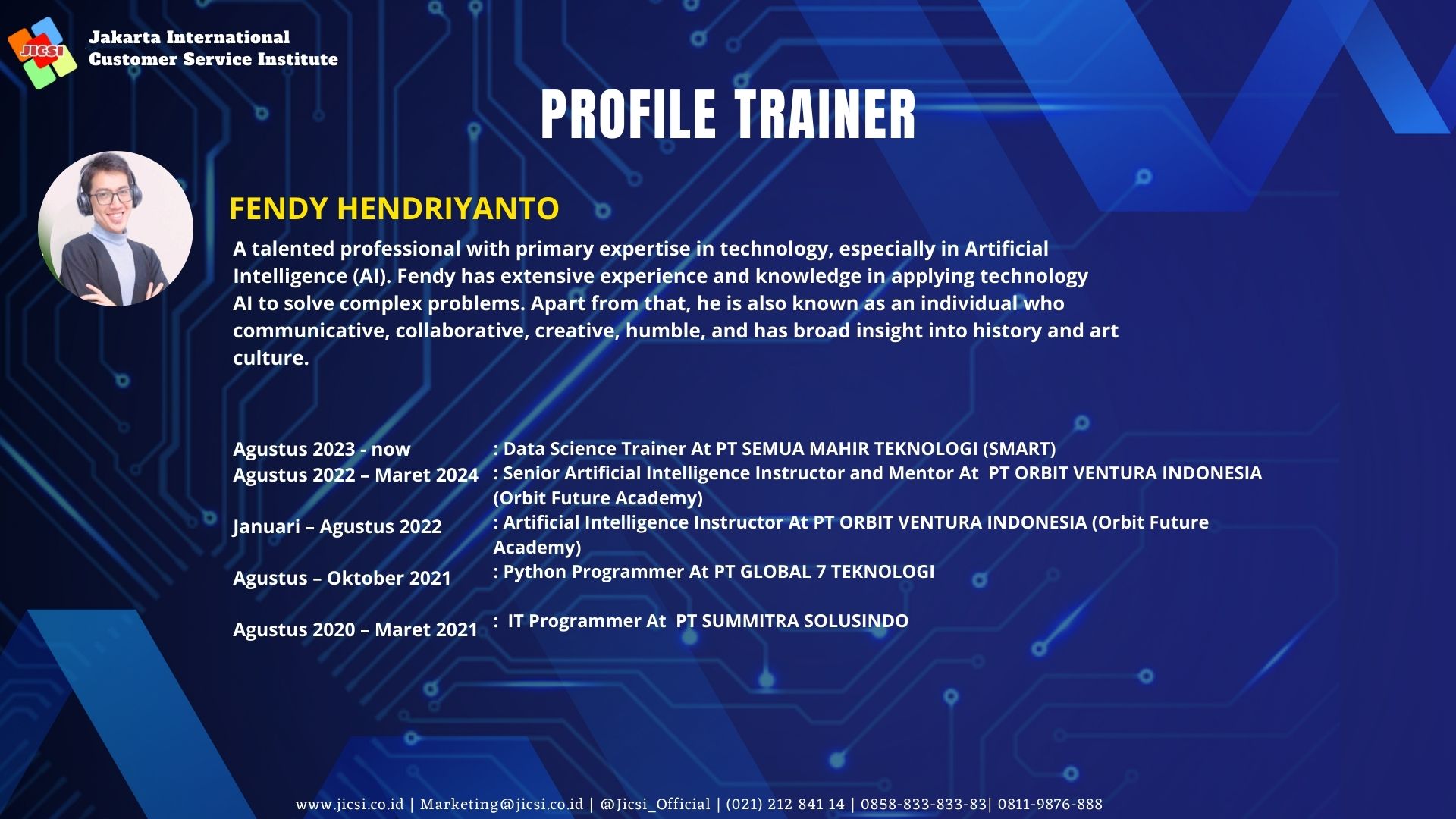 PROFILE TRAINER PAK FENDY HENDRIYANTO